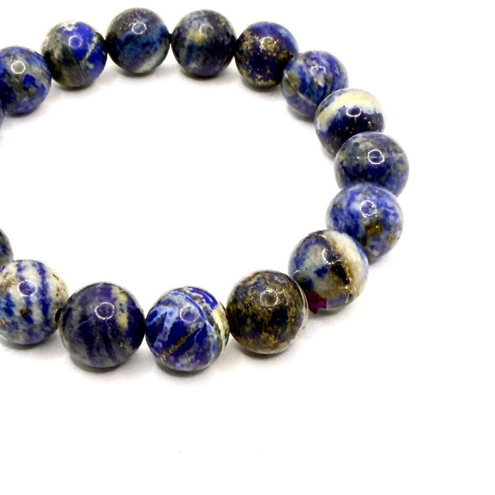 Vintage 90s Lapis Lazuli Speckled Gemstone Stretch Bracelet